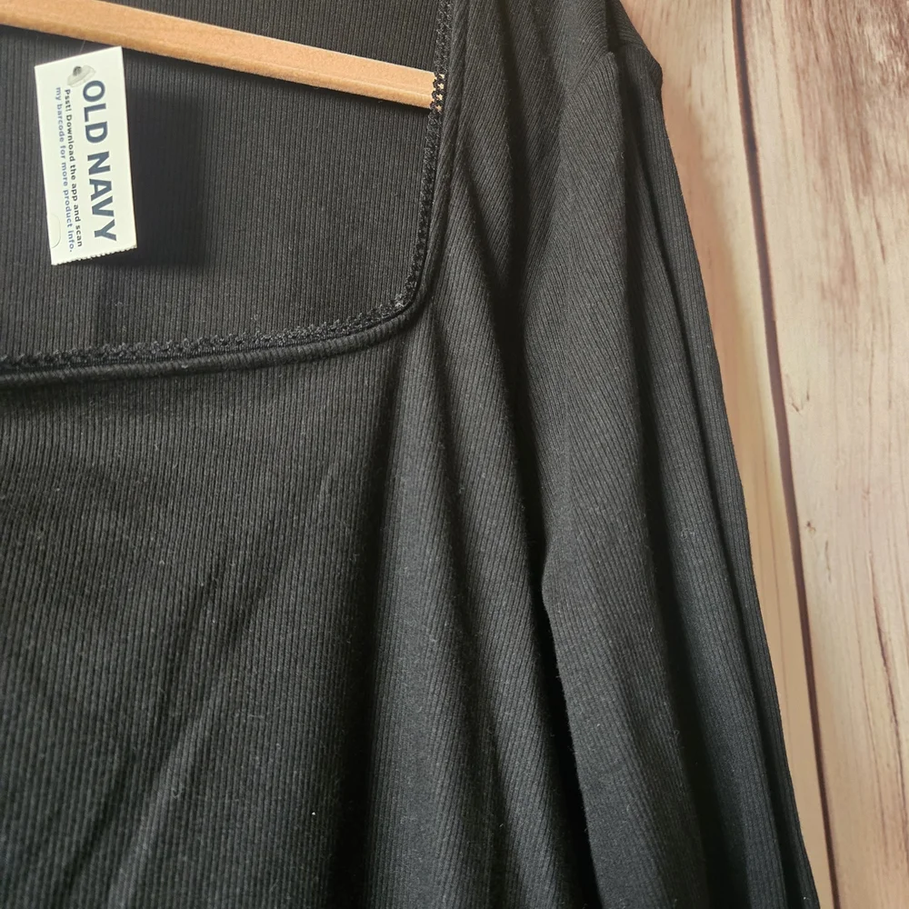 Old Navy Basic Boat Neck Black Ribbed Long Sleeve Tee Size XXL - Picture 6 of 8